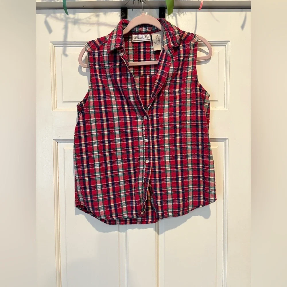 Vintage 90’s Private Party Plaid Matching Set With Sleeveless Collar Shirt